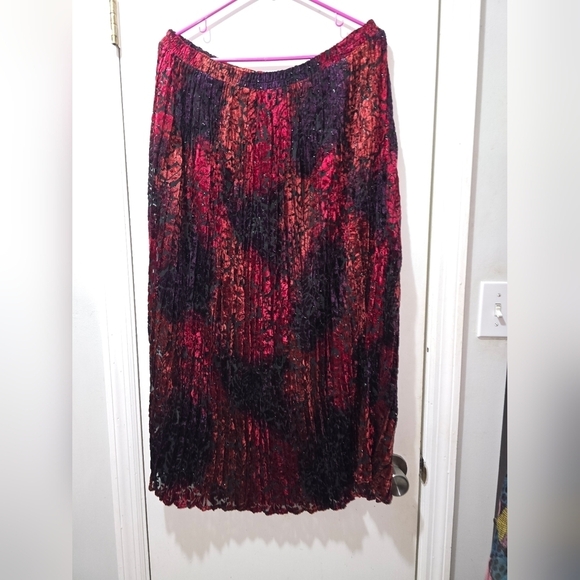 Carole Little Swing Cardigan & Skirt Multicolor Velvet Burnout - Picture 8 of 13